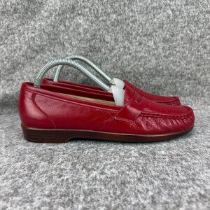 ✅SAS Womens 8.5N Red Leather Tripad Comfort Penny Loafers Slip-On Moccasin Style